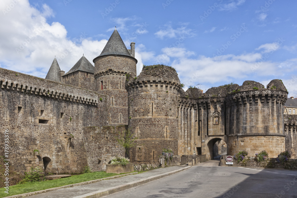 Gate to the medieval castle of Fougères, France