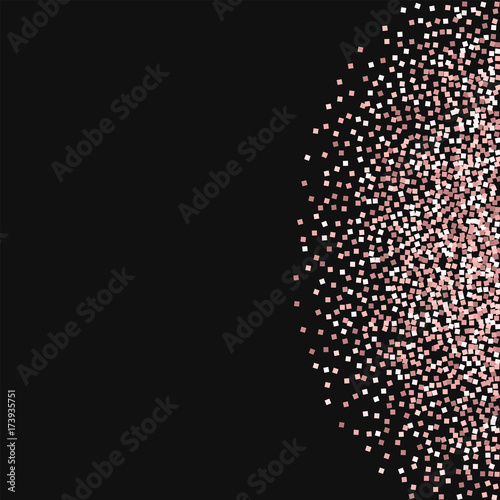 Pink gold glitter. Right semicircle with pink gold glitter on black background. Memorable Vector illustration.