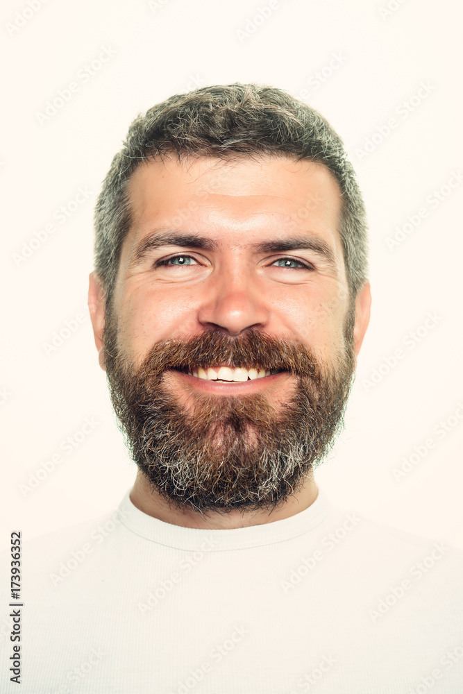Fototapeta premium Guy or bearded man isolated on white background.