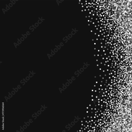 Silver glitter. Abstract right border with silver glitter on black background. Pleasant Vector illustration.