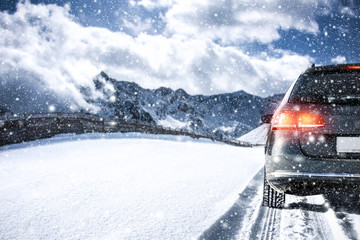 car and winter road 