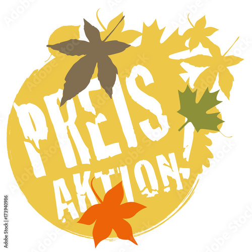 Herbstangebote - Preisaktion runder Button mit Herbstblättern