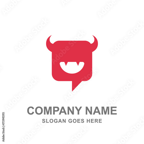 Monster Bubble Speech Kids Application Logo Vector Icon
