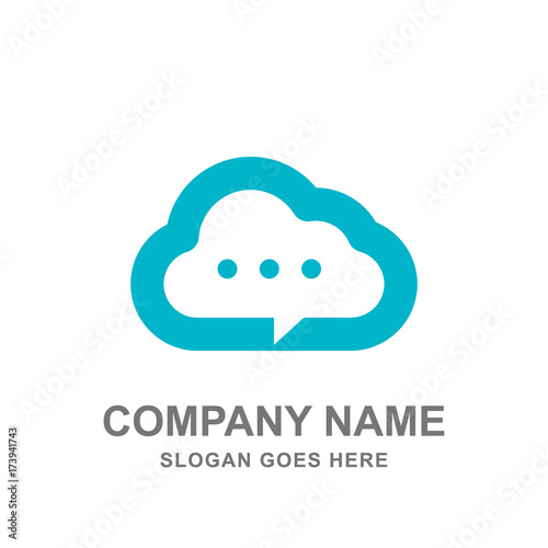 Cloud Chat Conversation Message Bubble Logo Vector Icon