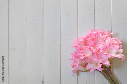 Ramos de Flores sobre madeira branca