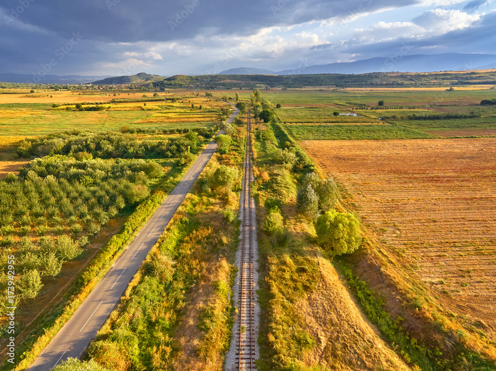 Railroad at autumn landscape