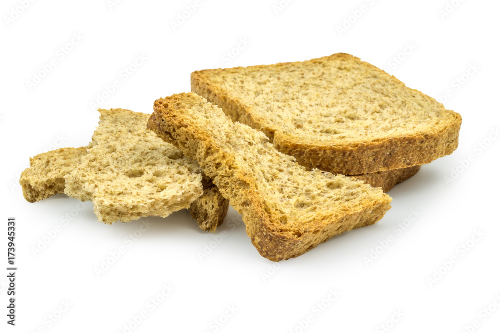 Organic, rustic toast isolated on white background. Clipping path included. Organic, rustic toast isolated on white background. Clipping path included.