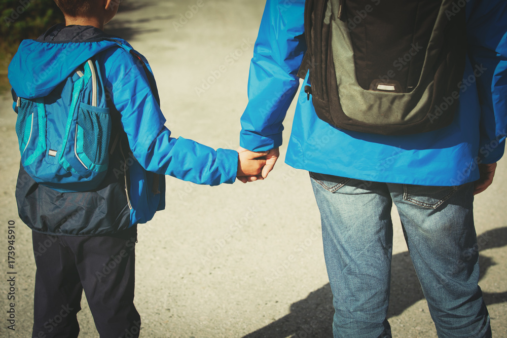 father and son on going to school father and son on going to school