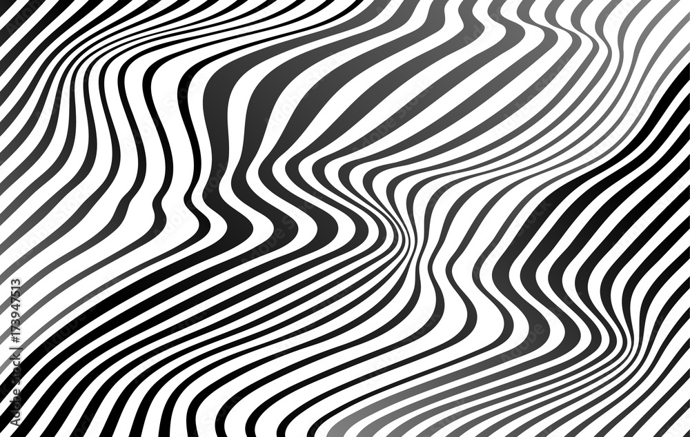Naklejka premium optical art abstract background wave design black and white