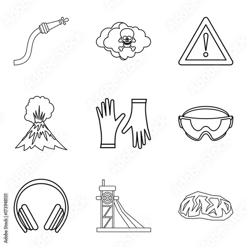 Tragical icons set, outline style photo