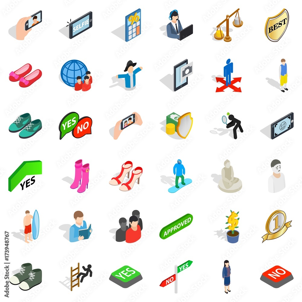 Fototapeta premium Avatar icons set, isometric style