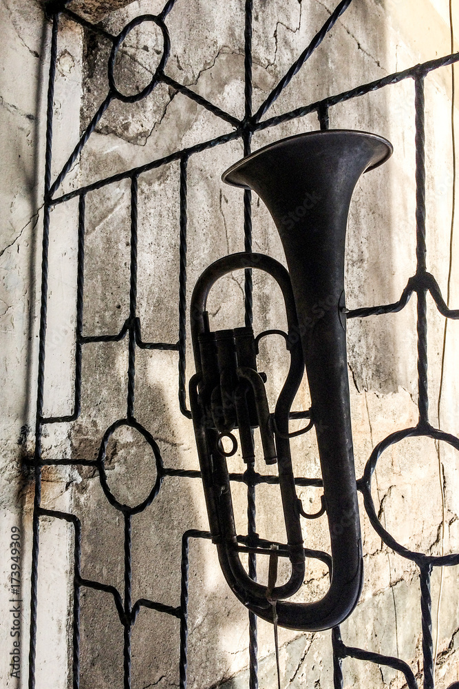 Old tuba hanging as deco Old tuba hanging as deco