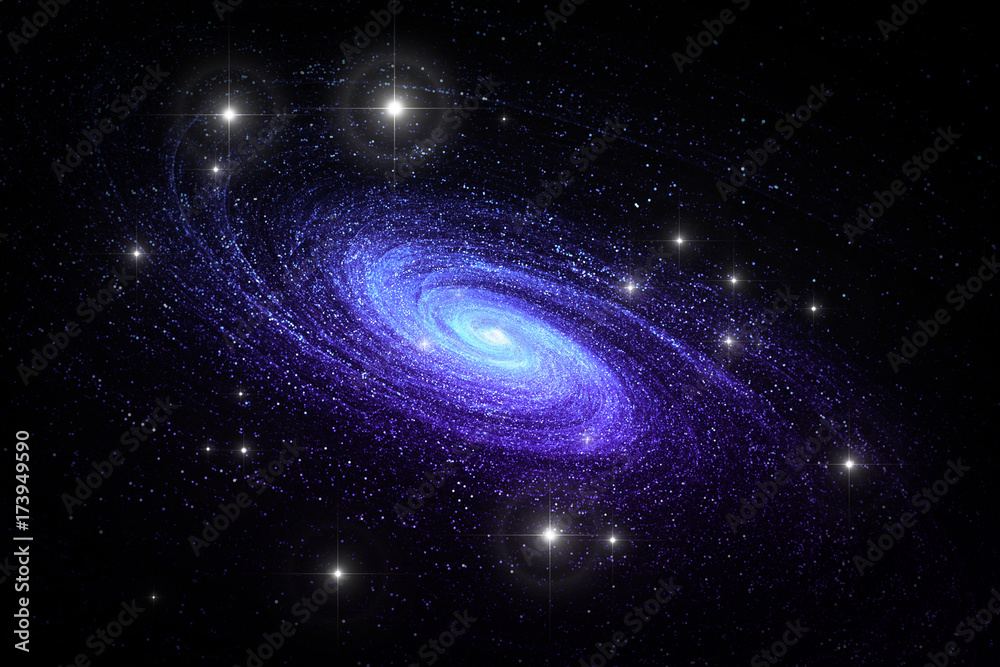 Naklejka premium Tło z galaktyki spiralnej i gwiazd