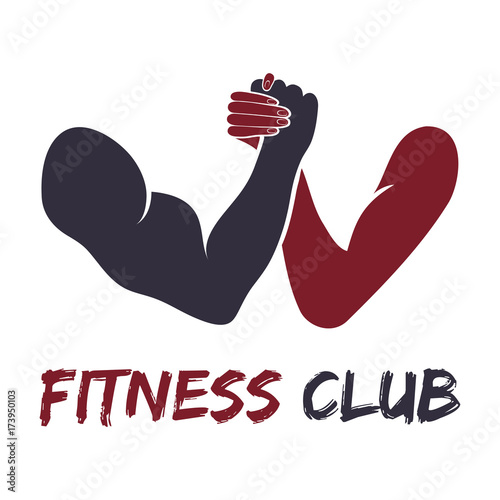 Gym fitness emblem, labels, badges, logo photo