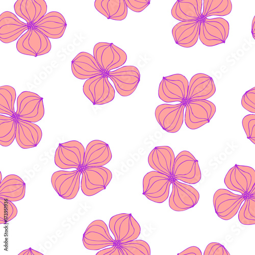 Seamless background image colorful botanic flower plant pink dogwood Cornus