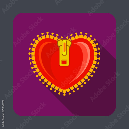 Heart zipper concept background, cartoon style
