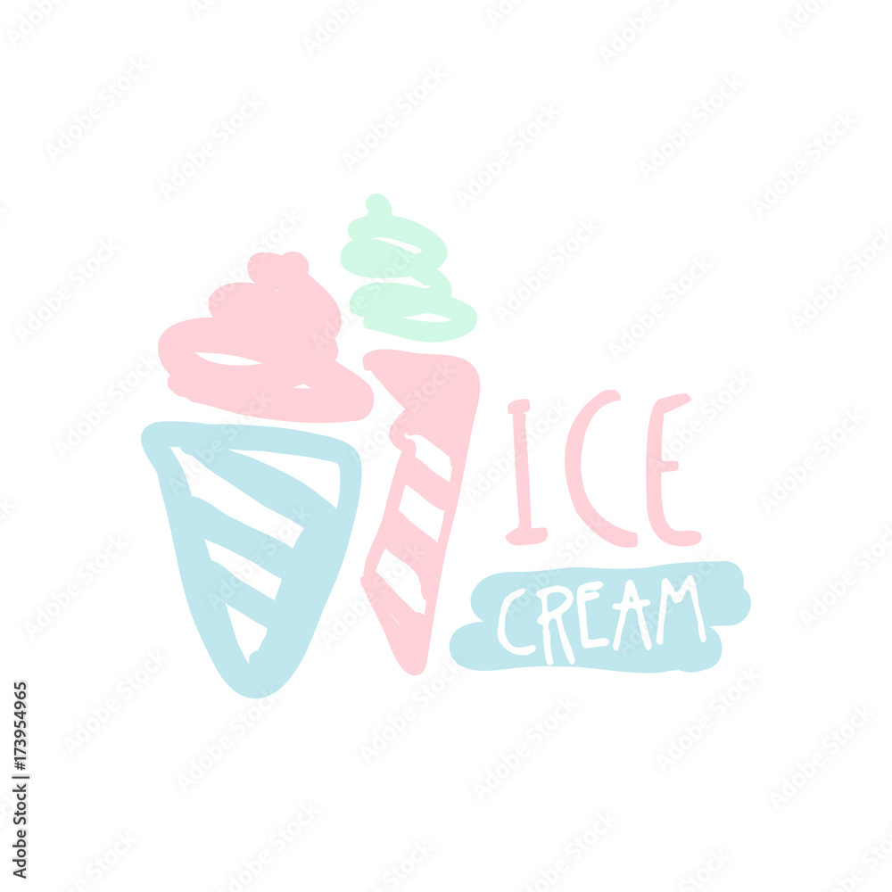 Ice cream logo, badge for restaurant, bar, cafe, menu, sweet shop, hand