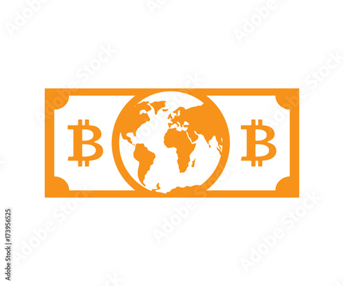Bitcoin world money. global Cryptocurrency  is dollar. Vector illustration