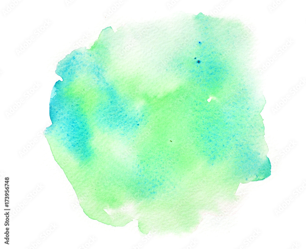 Abstract blue and green watercolor background texture on white , watercolor hand painted on paper Abstract blue and green watercolor background texture on white , watercolor hand painted on paper