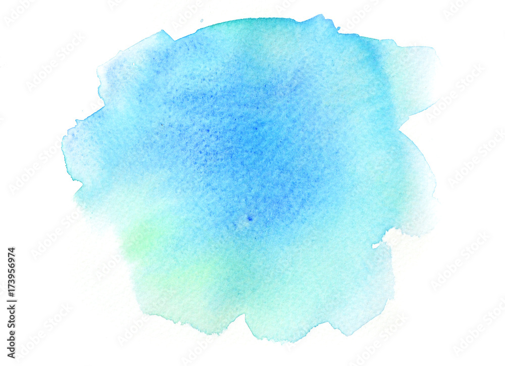 Abstract blue and green watercolor background texture on white , watercolor hand painted on paper