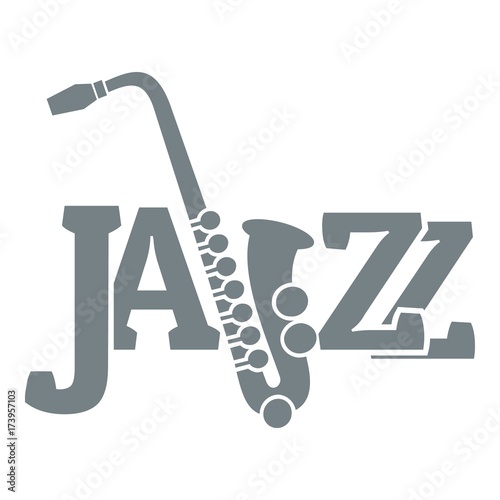 Saxophone logo, simple gray style