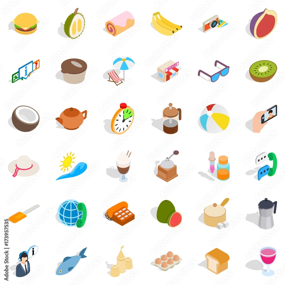Bakeshop icons set, isometric style Bakeshop icons set, isometric style