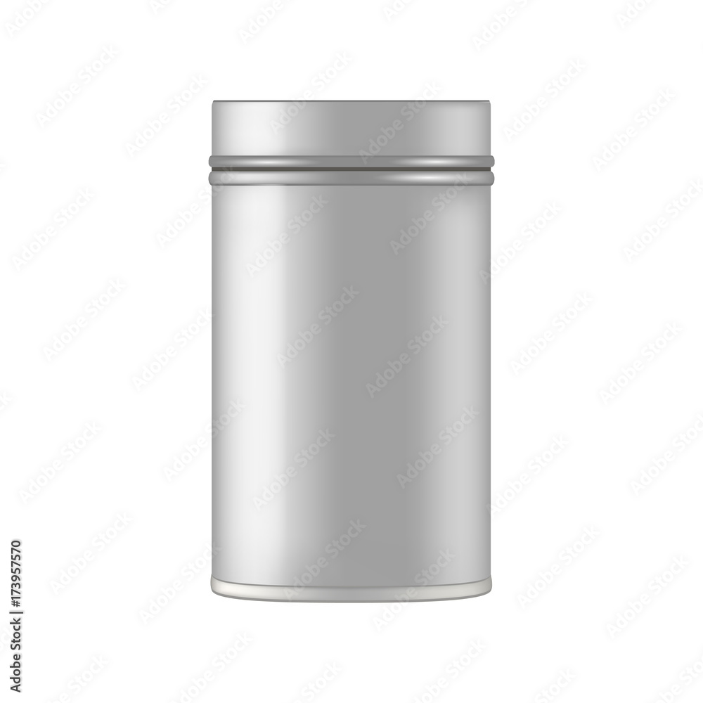 Metal cosmetic jar for cream, scrub, gel, powder. Vecto mockup Metal cosmetic jar for cream, scrub, gel, powder. Vecto mockup