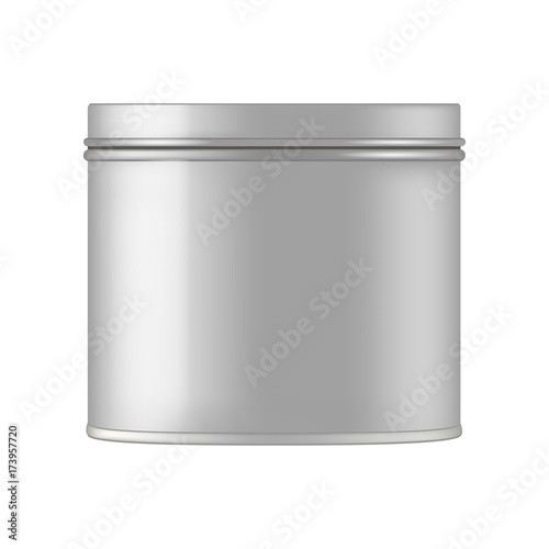 Metal cosmetic jar for cream, scrub, gel, powder. Vecto mockup