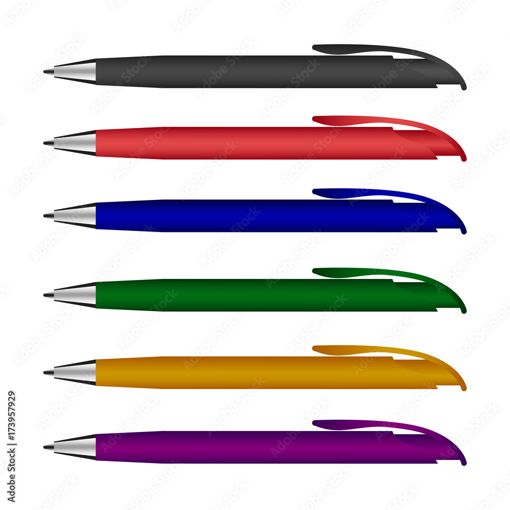 Blank of pens with different colors. Vector