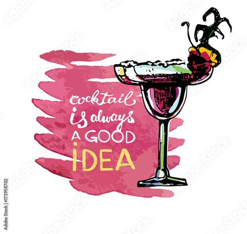 Cocktail set. Elements for the graphic design of the menu bars, restaurants, invitations, announcements. Hand drawn sketch set of alcoholic cocktails. Vintage vector illustration