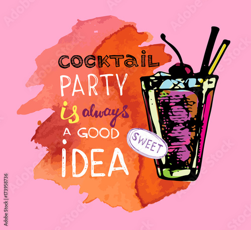 Cocktail set. Elements for the graphic design of the menu bars, restaurants, invitations, announcements. Hand drawn sketch set of alcoholic cocktails. Vintage vector illustration