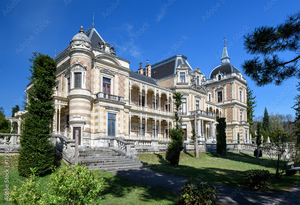 Palace Hermesvilla (built in 1882 - 1886) in the public park Lainzer Tiergarten, former hunting area of the Habsburg nobility. Vienna, Austria.