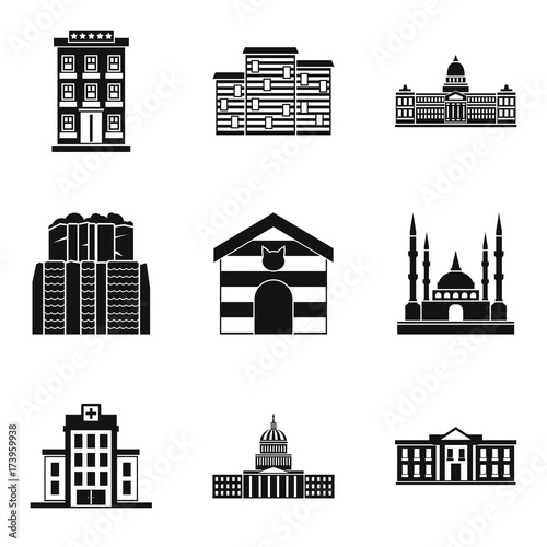 Property icons set, simple style