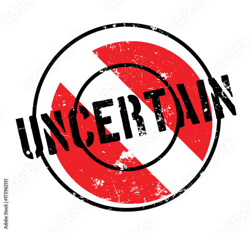 Uncertain rubber stamp. Grunge design with dust scratches. Effects can be easily removed for a clean, crisp look. Color is easily changed.