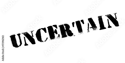 Uncertain rubber stamp. Grunge design with dust scratches. Effects can be easily removed for a clean, crisp look. Color is easily changed.