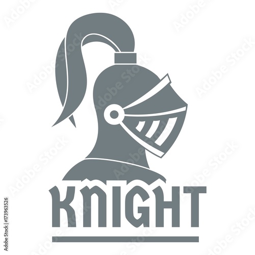 Knight helmet logo, simple gray style