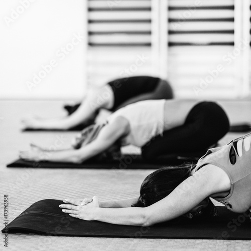 Group of women on yoga class