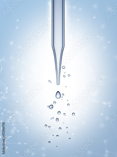 science laboratory pipette with a drop of chemical
