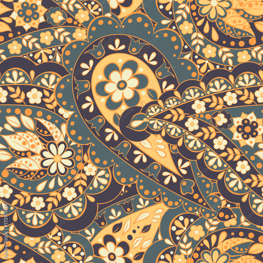 Paisley vector seamless pattern. Vintage background
