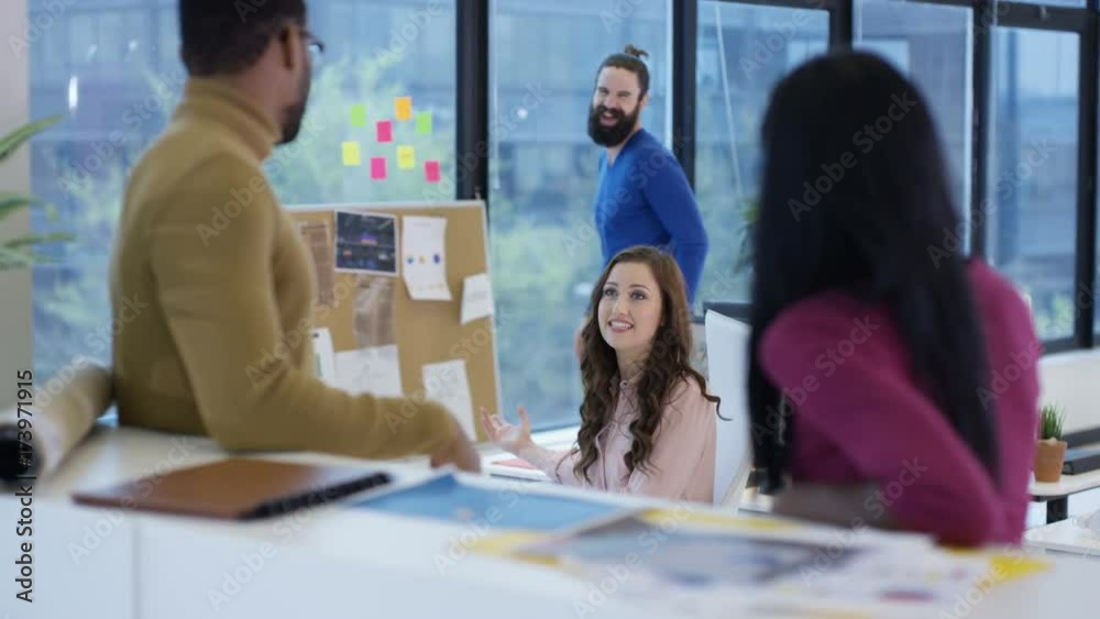 Casual business team working together & brainstorming in modern office Casual business team working together & brainstorming in modern office
