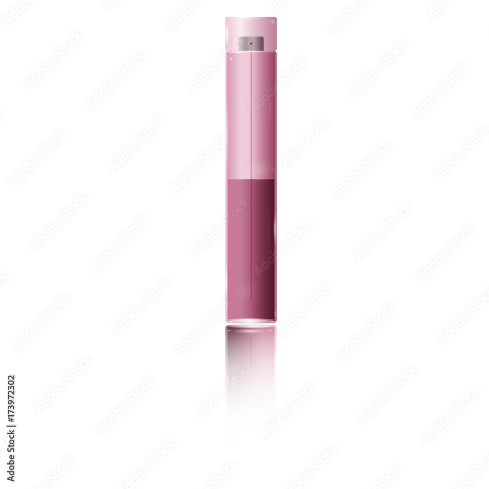 Realistic perfume in a transparent glass bottle on a white background isolated