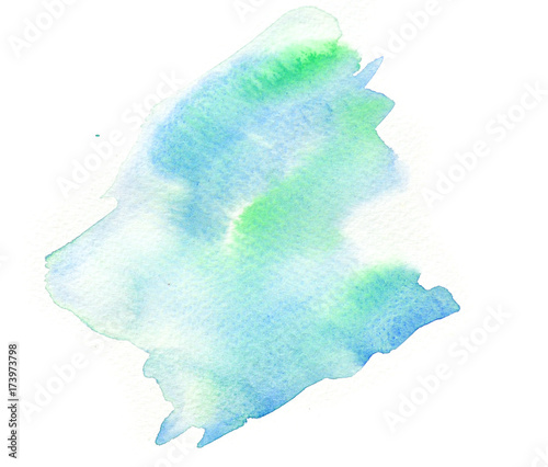 Abstract blue and green watercolor background texture on white , watercolor hand painted on paper