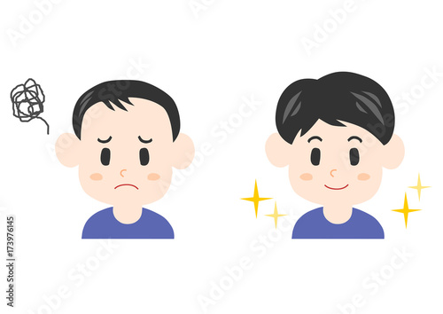薄毛に悩む男性のイラスト