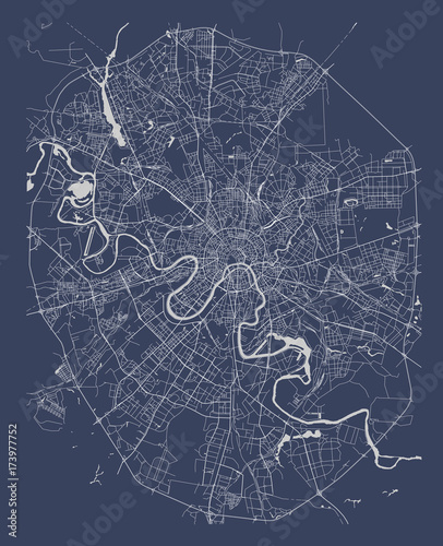 Canvas Print vector map of the city of Moscow, Russia