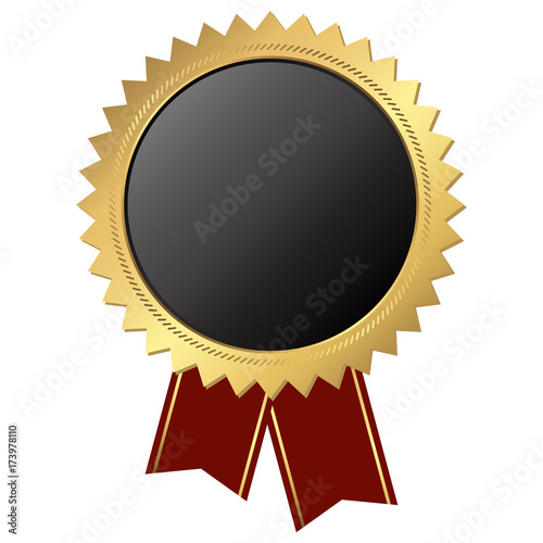 gold button with ribbon
