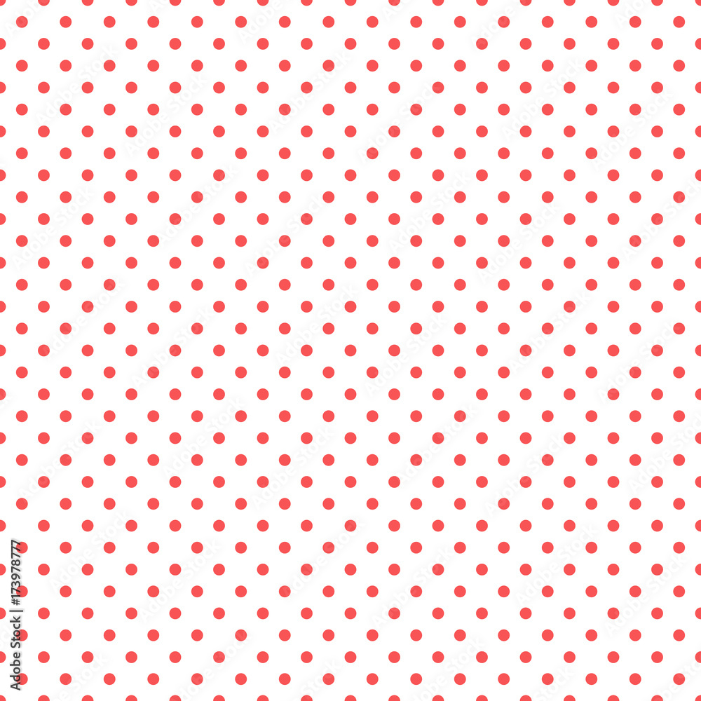 Polka dots red and white pattern