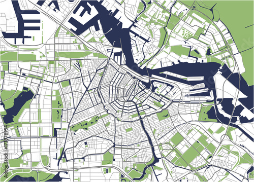 vector map of the city of Amsterdam, Netherlands