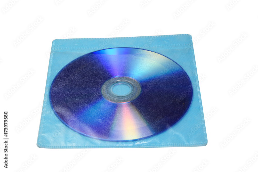 DVD disc in plastic bag on white isolated background DVD disc in plastic bag on white isolated background