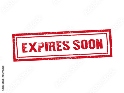 Isolated EXPIRES SOON red stamp seal text message