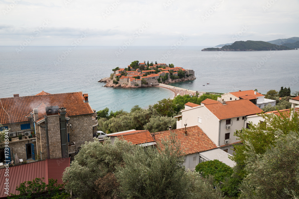 Obraz premium The Budva Riviera is the island of Sveti Stefan. Montenegro